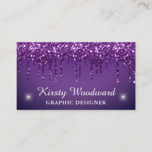 Mörk Lila Gradient & Droppande Glitter Visitkort