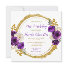 Mörk Lila Guld Elegant Flowers Födelsedagsfest