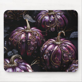 MÖRK LILA HALLOWEEN PUMPKINS MED GULD ORNATIONS MUSMATTA