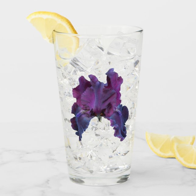 Mörk Lila Iris Bloom Blommigt Glaskopp (Framsida Ice)