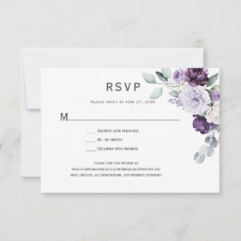 Mörk Lila, Lavender Peony, Vit ros Blommigt OSA Kort