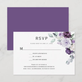Mörk Lila, Lavender Peony, Vit ros Blommigt OSA Kort