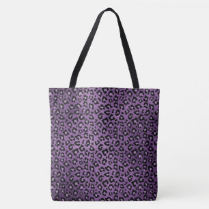 Mörk Lila Leopard Print Tote Bag Tygkasse