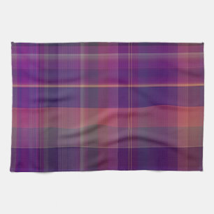 Mörk Lila Madras PRand Mönster Kökshandduk