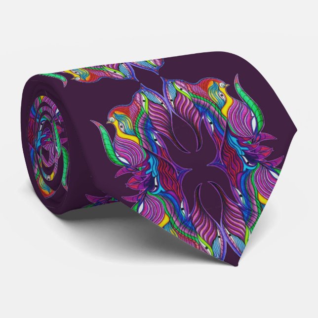 Mörk lila modern psychedelic mandala mönster slips (Rullad)
