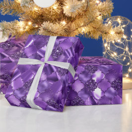 Mörk Lila Moroccan Quatrefoil Mönster Presentpapper