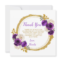 Mörk Lila och Guld Elegant Blommor födelsedag