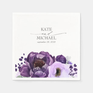 Mörk Lila och Lilac Lila Blommigt Botanik Pappersservett