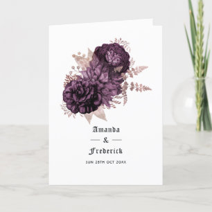 Mörk Lila och Ro Guld Blommigt Bröllop Program