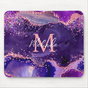 Mörk Lila och Rosa Glitter Sequins Agate Musmatta
