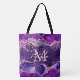 Mörk Lila och Rosa Glitter Sequins Agate Tygkasse