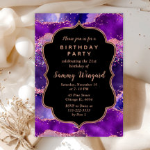 Mörk Lila och Rosa Sequins Agate Birthday