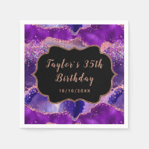 Mörk Lila och Rosa Sequins Agate Birthday