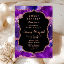 Mörk Lila och Rosa Sequins Agate Sweet sixteen