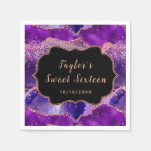 Mörk Lila och Rosa Sequins Agate Sweet sixteen