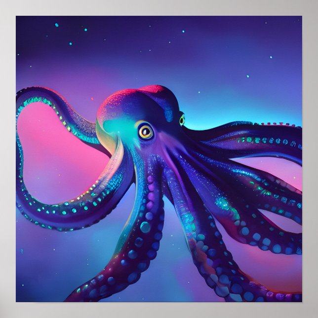 Mörk Lila Octopus Poster (Framsidan)