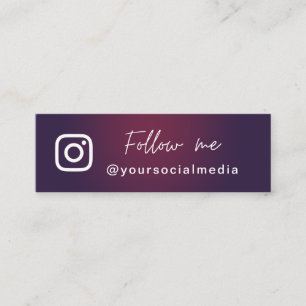 Mörk Lila Ombre Följ Social Media QR-kod Mini Visitkort