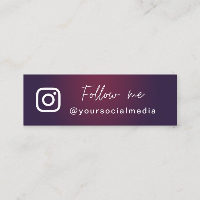 Mörk Lila Ombre Följ Social Media QR-kod Mini Visitkort (Framsida)