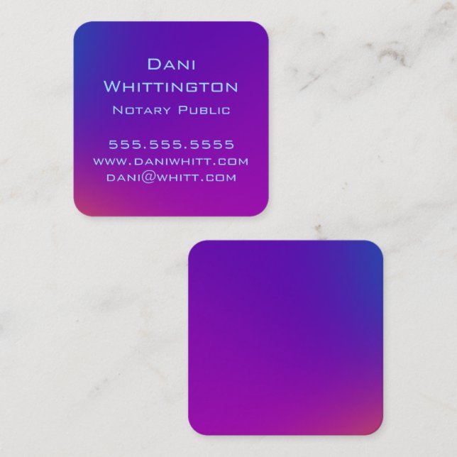 Mörk Lila Ombre Fyrkantigt Visitkort (Fram/baksida)