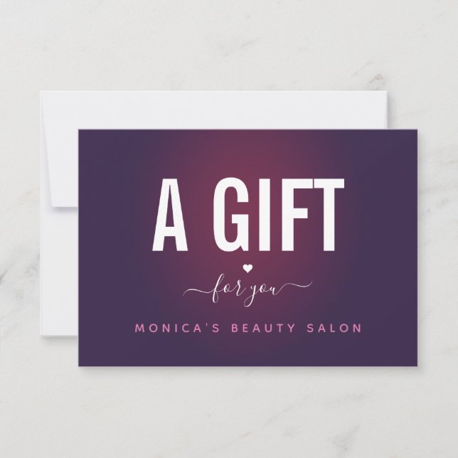 Mörk Lila Ombre Romantic Heart Editable Voucher (Framsida)