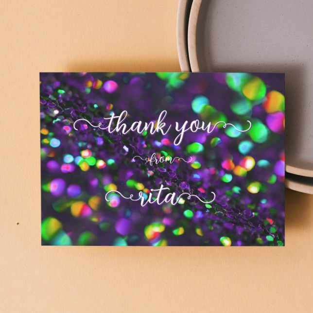 Mörk Lila Pärlande tackkort Tack Kort (Skapare uppladdad)