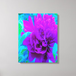 Mörk Lila Peony med Vacker Lövverk Canvastryck