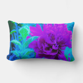 Mörk Lila Peony med Vacker Lövverk Lumbarkudde