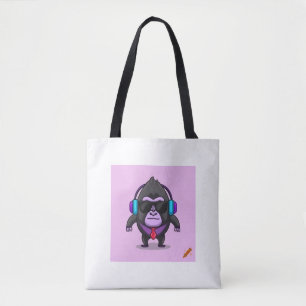 "Mörk Lila Pixelated Gorilla Märkre Character med Tygkasse