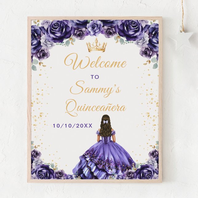 Mörk Lila Princess Quinceañera Välkommen Poster (Skapare uppladdad)
