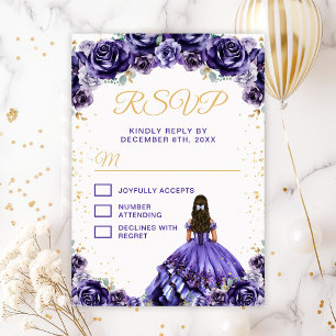 Mörk lila prinsessa blomster Quinceañera OSA Kort
