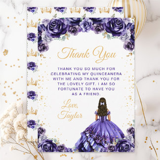 Mörk lila prinsessa blomster Quinceañera Tack Kort