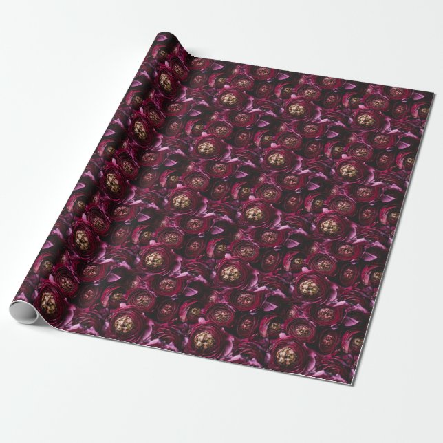 Mörk Lila Ranunculus, Blossoming Close-Up. Presentpapper (Utrullad)