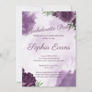 Mörk Lila Ro Blommigt Gothic Bachelorette Party Inbjudningar