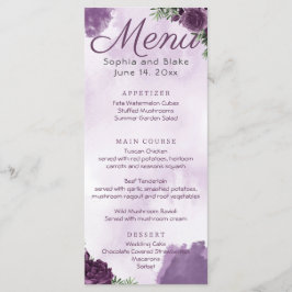 Mörk Lila Ro Blommigt Gothic Bröllop Meny