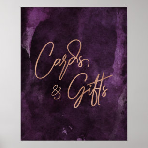 Mörk Lila Ro Guld Bröllopskort & gåvor Poster