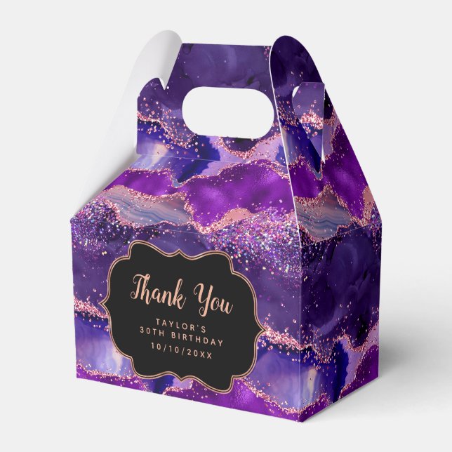 Mörk Lila Rosa Sequins Agate Birthday Tack Presentaskar (Framsidan Sidan)