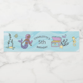 Mörk Lila Sjöjungfru födelsedag Vattenflaskor Etikett