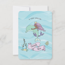 Mörk Lila Sjöjungfru med delfiner Tack Kort