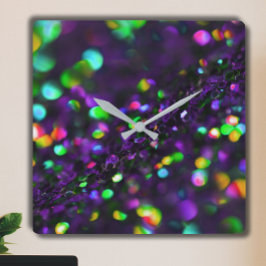 Mörk Lila Sparkling Fyrkantig Klocka