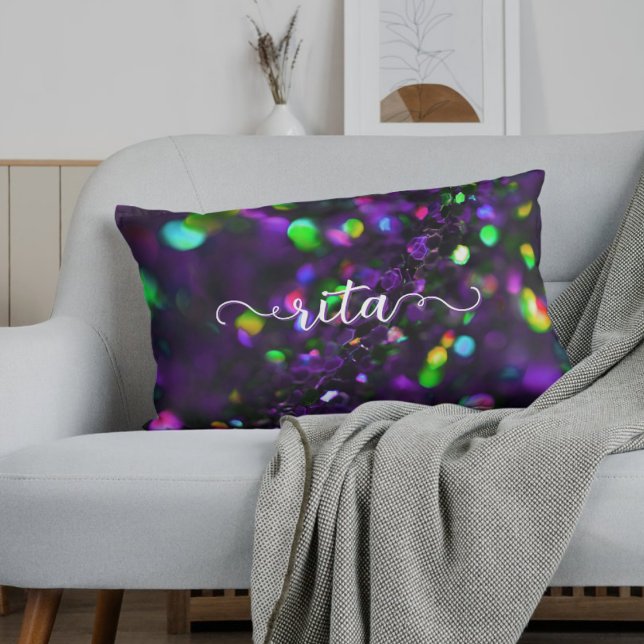 Mörk Lila Sparkling Lumbarkudde (Skapare uppladdad)