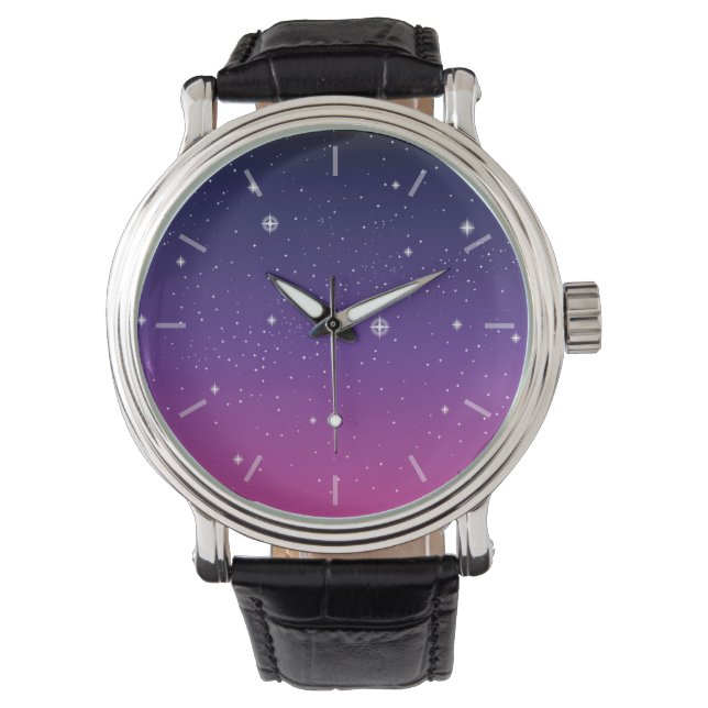 Mörk Lila Starry Night Himlar Armbandsur (Framsida)