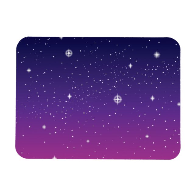 Mörk Lila Starry Night Himlar Magnet (Horisontell)