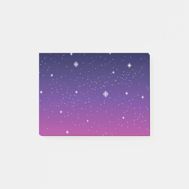 Mörk Lila Starry Night Himlar Post-it Block (Framsida)