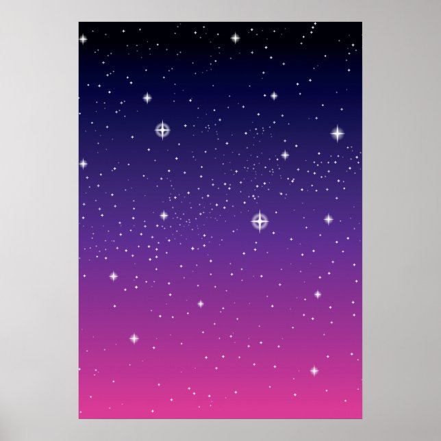 Mörk Lila Starry Night Himlar Poster (Framsidan)