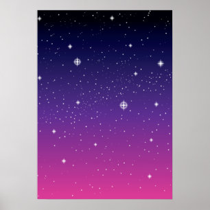 Mörk Lila Starry Night Himmel Poster