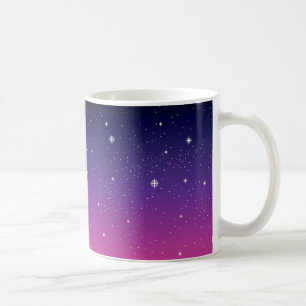 Mörk lila stjärnklar natthimmel kaffemugg