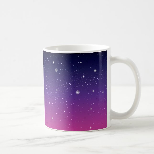Mörk lila stjärnklar natthimmel kaffemugg (Höger)