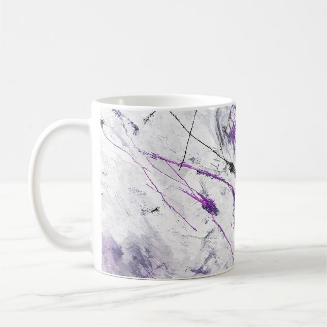 Mörk Lila Svart Abstrakt Konst Mugg (Vänster)