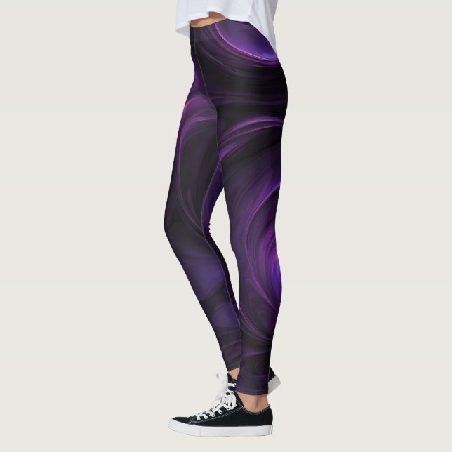 Mörk Lila Swirl-design Leggings (Vänster)