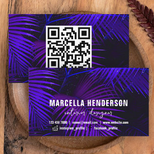 Mörk Lila Tropical Handflatan Lövs Insida Designer Visitkort